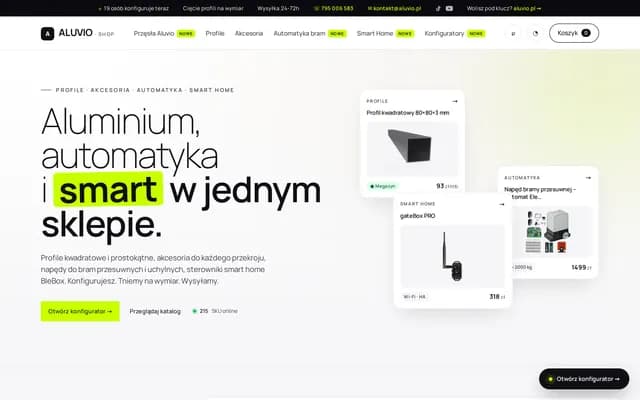Sklep ALUVIO — profile aluminiowe, automatyka i smart home